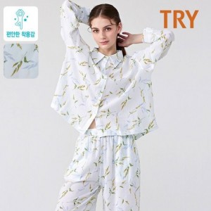TRY 40수 여성 요루지 반팔잠옷세트 여자실내복홈웨어